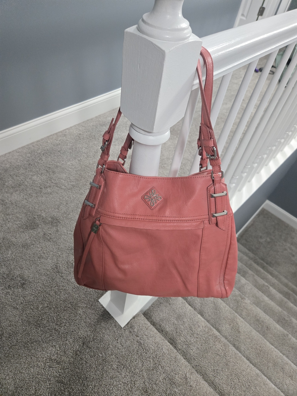 Simply Vera Vera Wang Coral Pink Leather Shoulder Bag